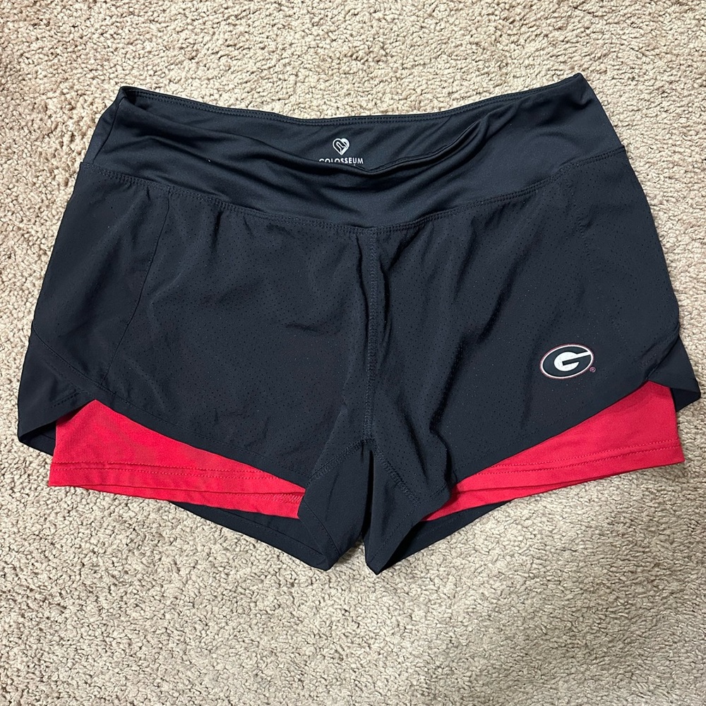 Colosseum Women's Black and Red Athletic Shorts - Picture 1 of 3